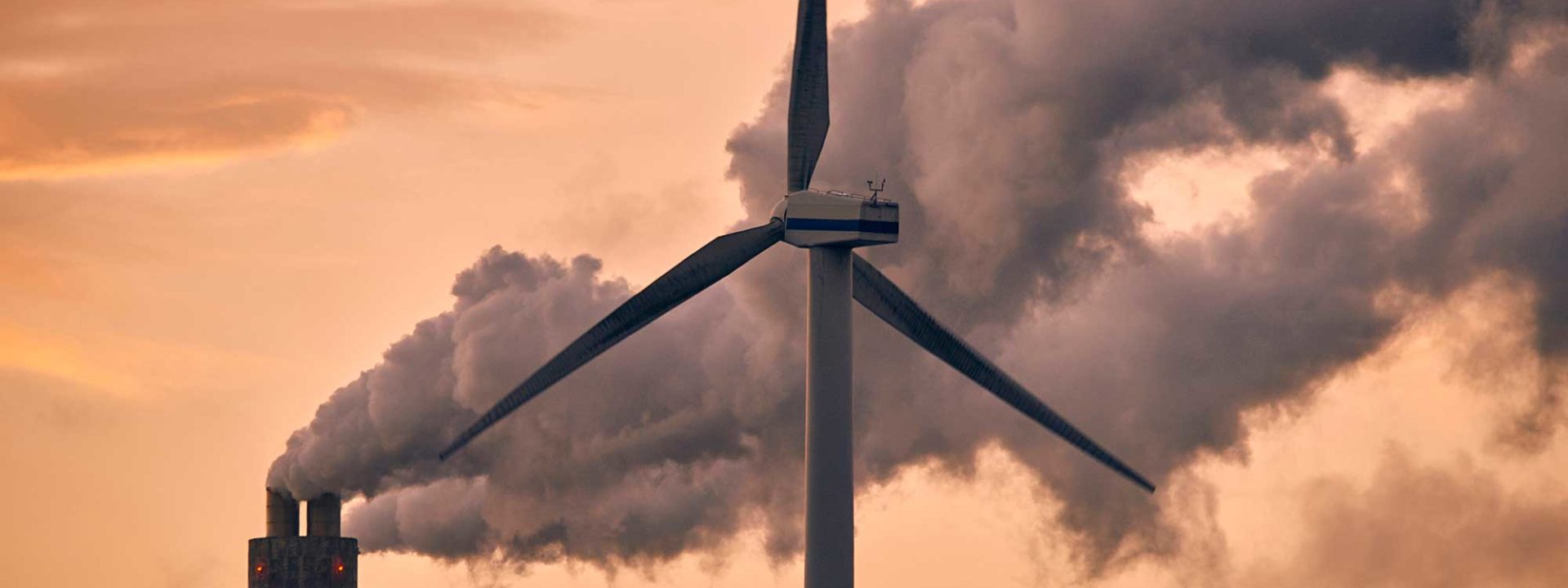 Smoking chimney and windmill