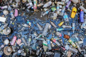 Plastic waste in a canal
