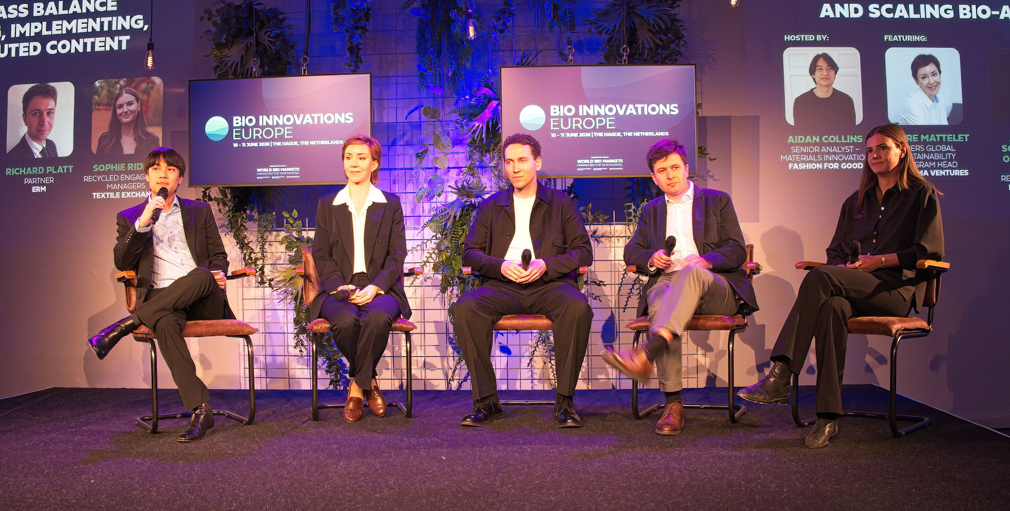 Ltr. Aidan Collins (Fashion for Good) Claire Mattelet (Indorama Ventures) Anders Schorling Overgård (BESTSELLER) Richard Platt (ERM) Sophie Ridler (Textile Exchange)