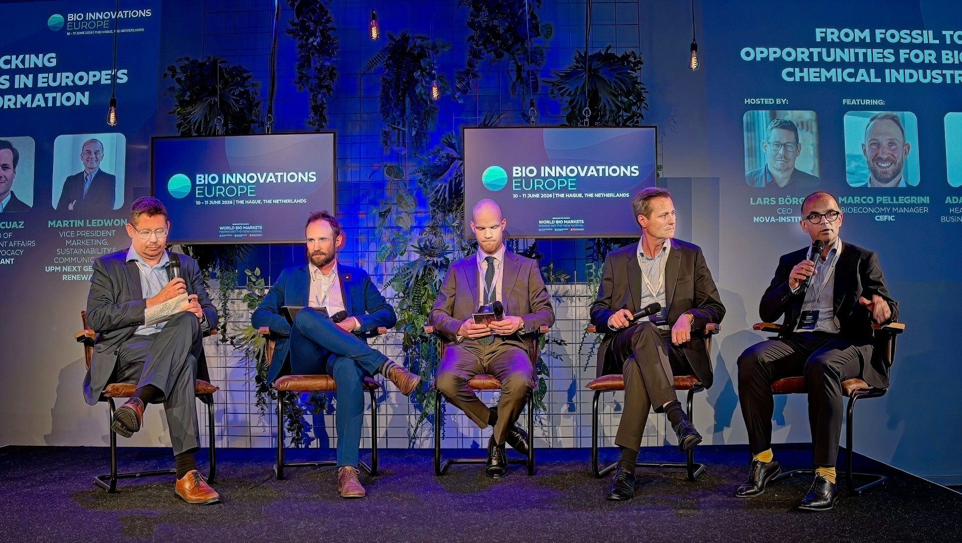 Ltr. Lars Börger (nova-Institut) Martin Ledwon (UPM) Marco Pellegrini (CEFIC) Adam Lindholm (Sekab) Erich Cuaz (Clariant)